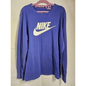 Nike Long Sleeve T-Shirt Men's XL Purple Swoosh Logo Crew Neck Cotton